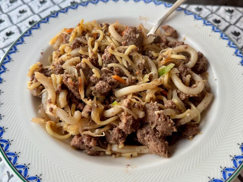 Crispy Ground Beef Asian Noodles